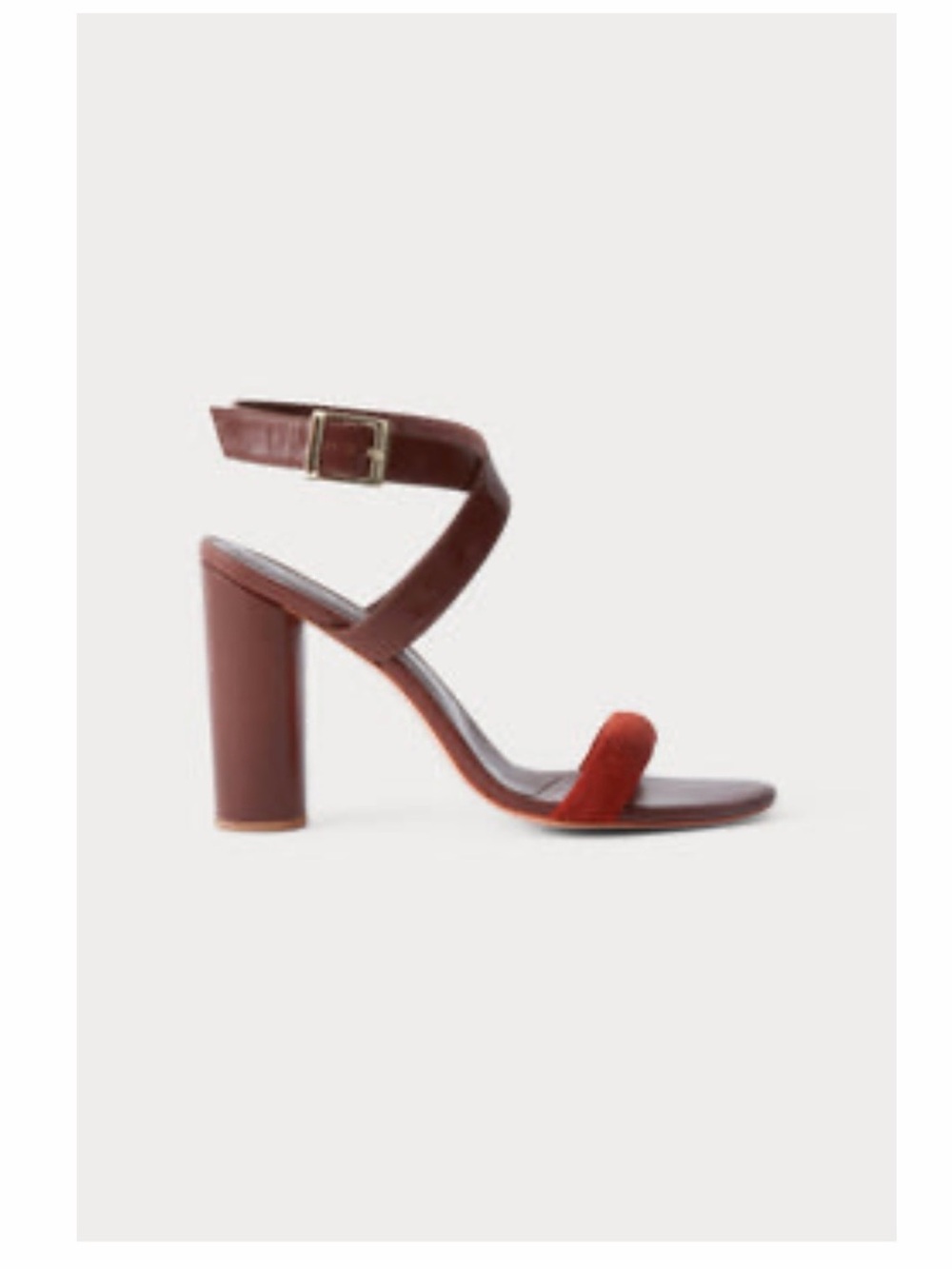 Rachel Comey Brown and Red Block Heel Ankle-Strap Sandal
